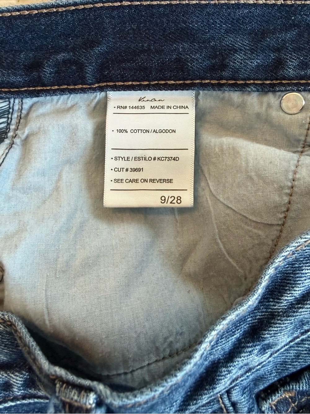 Kancan High Rise Straight Leg Jeans 9/28 Distressed Button Fly 100% Cotton Denim - Picture 5 of 8